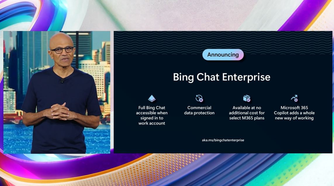 【新聞圖片二】微軟全新推出 Bing Chat Enterprise，讓企業既能將 AI 聊天應用在工作中，又能確保企業資料安全。